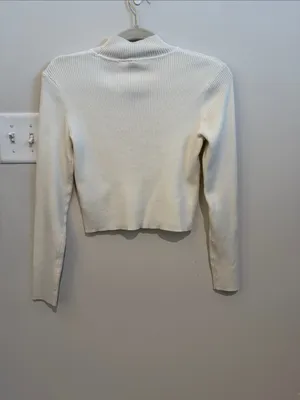 H&M Divided Cream Ribbed Mock Neck Sweater thumbnail 4