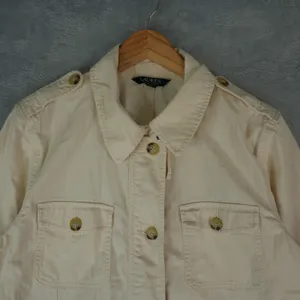 Lauren Ralph Lauren Jacket Womens XL Beige Herringbone Military Utility‎ Cotton thumbnail 3