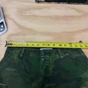 Free People We‎ The Free Commander Cutoff Denim Camo Shorts Military Green Cargo thumbnail 9