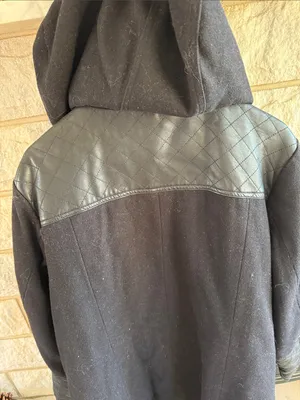 Excelled Collection Lined Wool/Polyester Coat Faux Leather Black 1X thumbnail 9