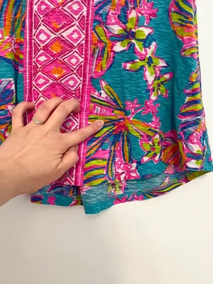LILLY PULITZER Minka Trapeze Tank Top Sea Blue Summer Haze Pink Tropical Floral thumbnail 8