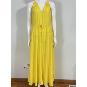 Diane von Furstenberg Women XS Sally Dress Yellow Lemon Zest Maxi Drawstring NWT thumbnail 3
