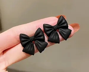 NEW black coquette bow stud earrings, black bow earrings, trendy bow jewelry thumbnail 1