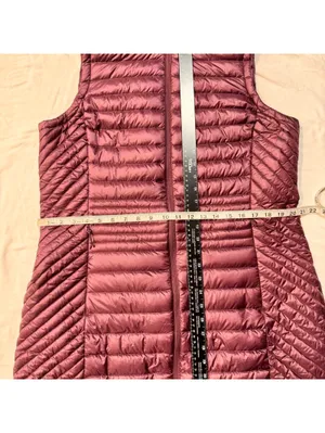 Duluth Burgundy Quilted Puffer Duck Down Long Vest L Collar Layering Cabincore thumbnail 6