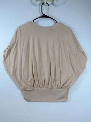 BCBGMAXAZRIA Women’s M Beige Surplice‎ Dolman Sleeve Banded Hem Blouse thumbnail 14