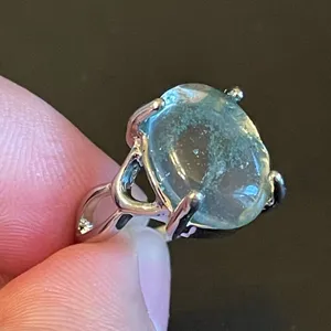 Greenish opal S925 silver ring size 5.25 thumbnail 6