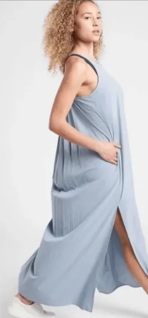 Athleta Hayes Pleated Maxi Dress in the color dusty blue thumbnail 1