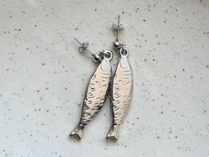 Handmade fully stainless steel statement fish simple earrings🌀🐟 thumbnail 4