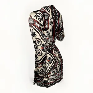 FARM RIO Passion Scarf Wrap Mini Dress Women's Size XS Black Printed thumbnail 11