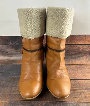 B. Makowsky Tan Winter Boots with Cream Fur thumbnail 1