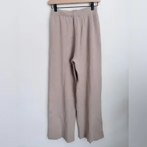 Commence Tan Ribbed Mystique Wide Leg Knit Pants S thumbnail 3