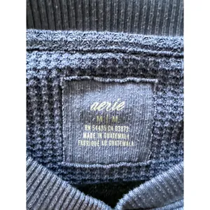 Aerie Blue Waffle Knit Crewneck Thermal Oversized Sweatshirt Medium thumbnail 6