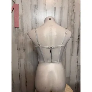 Say What? Corset Top Womens Medium White Lace Sheer Mesh Underwire Bustier Zip B thumbnail 6