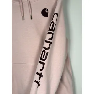 Carhartt Womens Relaxed Fit Logo Graphic Hoodie Heather Pink Large‎ L 12-14 thumbnail 4