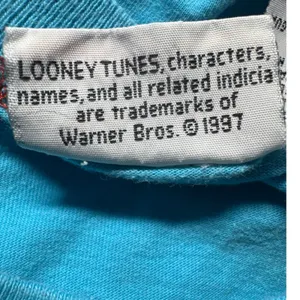 Vintage‎ 1997 Looney Tunes Taz Nightshirt Teal Cotton Long Sleeve Medium thumbnail 5