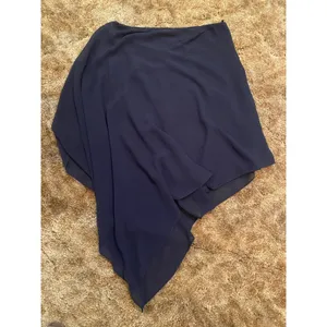 Analili Silk One Shoulder Asymmetrical Navy Blue Top Chiffon Handkerchief Y2K thumbnail 2
