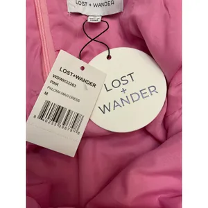 LOST‎ + WANDER Pink Paloma Maxi Dress M Spaghetti Strap Tiered Textured Crinkle thumbnail 8