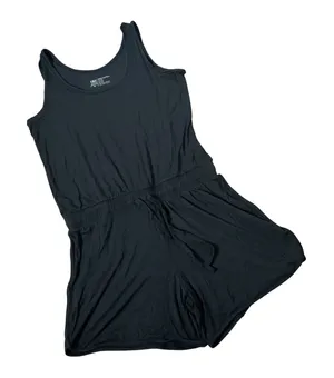 Albion Fit Bamboo Tank Romper Womens Medium Black Sleeveless Drawstring Casual thumbnail 1