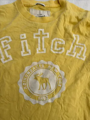 Abercrombie & Fitch size large Yellow baby Logo Tee flaw y2k preppy thumbnail 3