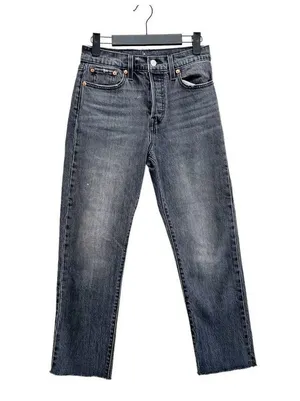 Levi's 501 High Rise Button Fly Black Denim Straight Tapered Leg Jeans Size 26 thumbnail 2