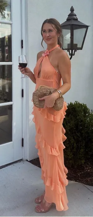 For Love & Lemons Kamory Halter Ruffle Maxi Dress thumbnail 1