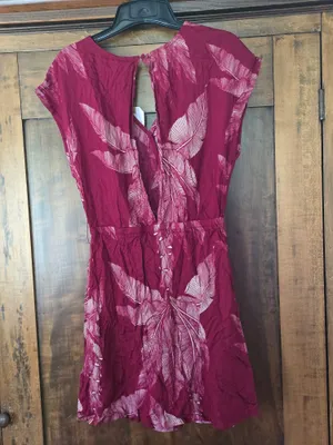 O Roxy Wine Leaf-Print Mini Dress Xs thumbnail 5