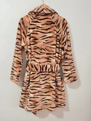 Victoria’s Secret Tiger Cozy Short Robe - Champagne Brown - Size XS/S - 11162549 thumbnail 6
