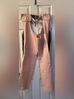 Unik Pink Leather Fringe Chaps - Boot Cut & Flare thumbnail 2
