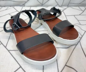 MIA Platform Sandals Size 10 Black Ankle Strap Flatform Sporty Summer Shoes‎ thumbnail 1