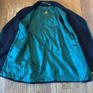 Julius Lang Vintage 100% new wool black and green peacoat 40 thumbnail 10