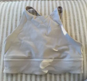 High Neck White Lulu Lemon Sports Bra thumbnail 1