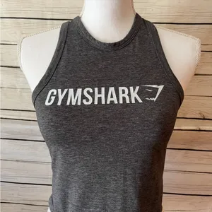 GYMSHARK Gray Ribbon Crop Top Tank with Tie S EUC thumbnail 2