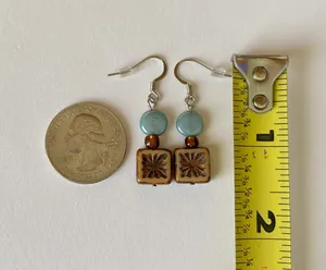 Handmade quality Czech glass beads chic fairy boho vintage retro style dangle earrings🌿✨ thumbnail 6