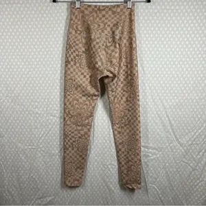 Beyond‎ Yoga Women Leggings Sz XS Tan Endurance Checkered Floral High Rise thumbnail 3