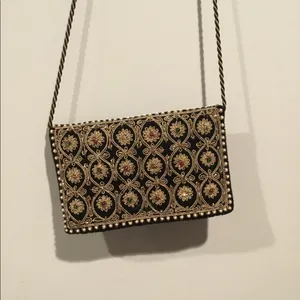 Vintage Beaded & Velvet Purse Gold thumbnail 2