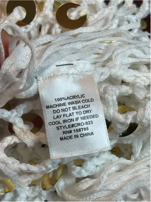 Fringe Sequin Crochet Fishnet Poncho by Velvet Vandal Natural White Sz L Boho thumbnail 7