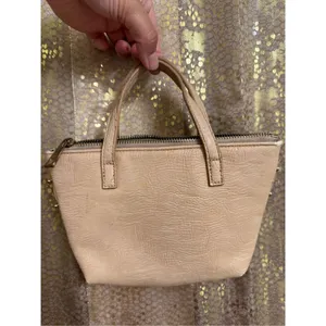 Free People Small Beige Tan Faux Leather Tote Bag Flawed‎ Used thumbnail 2