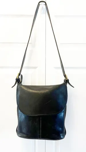 Vintage 90’s Coach Black Flap Leather‎ Bag Made In USA Y2K thumbnail 1