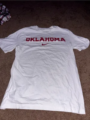 Nike White T-Shirt with Red Oklahoma Logo-Never worn thumbnail 2
