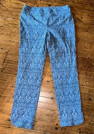 Soft Surroundings blue boho floral M travelcore pull on jeans thumbnail 1