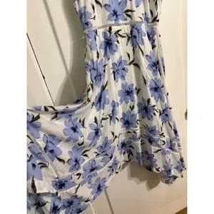 Lulus Blue White Floral Halter Midi Dress Handkerchief Hem Ladder‎ Lace XL thumbnail 7