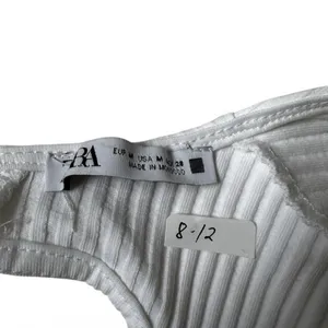 Zara Women's White Ribbed Knit Tie-Back Sleeveless Tank Top Size Medium | 8-12 thumbnail 3