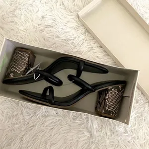 NWT A New Day Cass black snake block heel sandals thumbnail 3