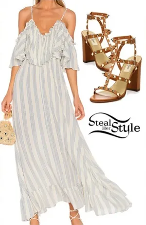 MISA Los Angeles Augustina Striped Midi Dress blue and white‎ size XS thumbnail 1