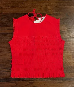 Uniqlo red Shirring Blouse thumbnail 1