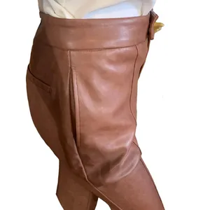 Avec Les Filles Brown Faux Leather Flare Leg Pants (S) thumbnail 8