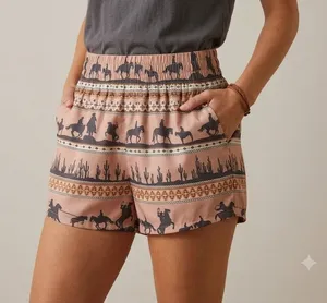 Cruel Denim Desert Stripe Western‎ Cowgirl Shorts Pink Tan Small Pockets thumbnail 1