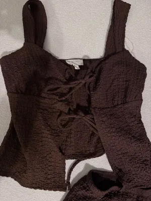 Brown two piece skirt set Size M thumbnail 2