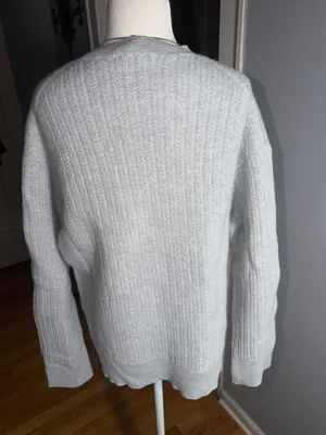 The Group Aritzia 100%Wool 100 Laine Light Blue Ribbed Crewneck Sweater thumbnail 8