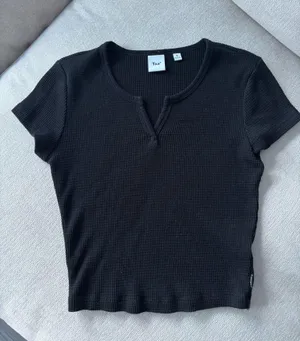 Black Waffle Knit Baby Tee  thumbnail 2